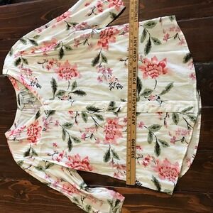 Croft & Barrow Floral Print Long Sleeve Button Front Blouse Women's Size L